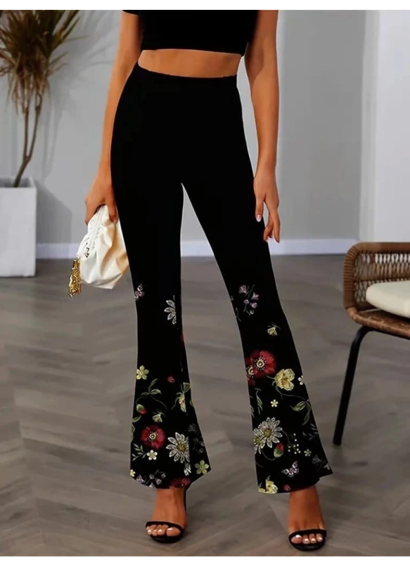 Çiçekli Tayt Pantalon