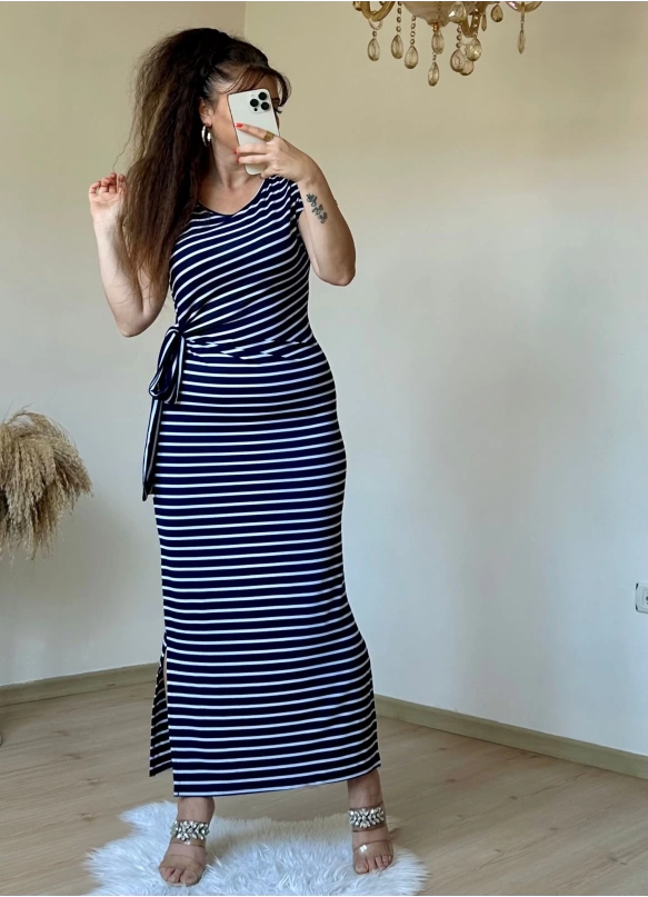 Navy Striped Dress