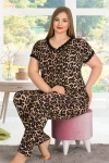 Büyük Beden Alt Üst Leopar Pijama Takımı