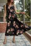 Sıfır Kol Çiçekli Krep Elbise