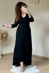 Uzun Kol Romantik Elbise Siyah