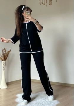 Beyaz Çızgılı Siyah Takım