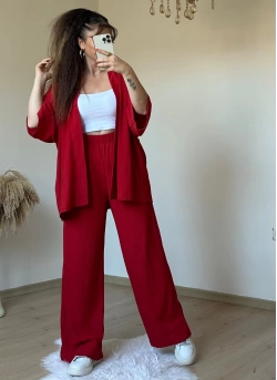 Plain Red Kimono Set