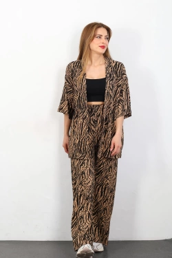 Zebra Desen Otantik Kimono Takım