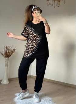 Yan Leopar Taşlı Takım
