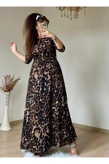 Leopar Desen Bürümcük Elbise