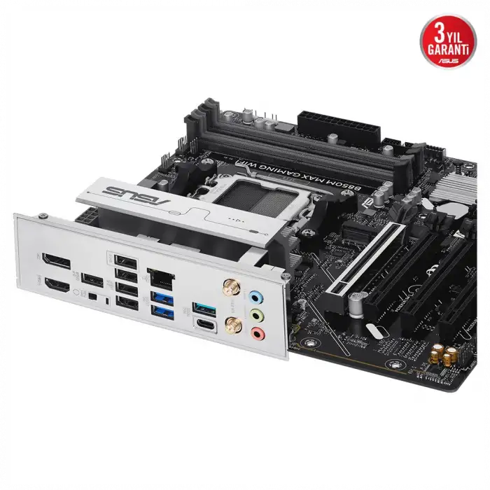 Asus B850m Max Gamıng Wıfı, 4xddr5, 3x M2, Hdmı, Dp, Type-c, Wi-fi 6, Bluetooth V5.4, Am5 Soket Gamıng Anakart