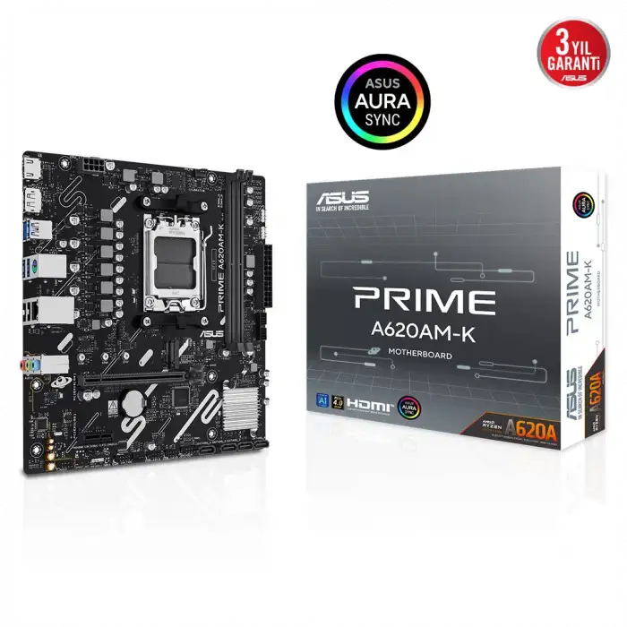 Asus Prıme A620am-k, 2xddr5, 1x M.2, Dp, Hdmı, Am5 Soket Anakart