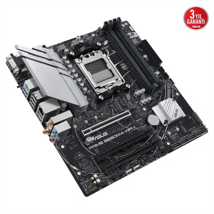 Asus Prıme B650m-a Wıfı Iı, 4xddr5, 2x M.2, D-sub, Hdmı, Dp, Wi-fi 6, Bluetooth V5.2, Am5 Soket Gamıng Anakart