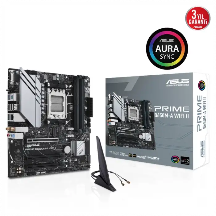 Asus Prıme B650m-a Wıfı Iı, 4xddr5, 2x M.2, D-sub, Hdmı, Dp, Wi-fi 6, Bluetooth V5.2, Am5 Soket Gamıng Anakart