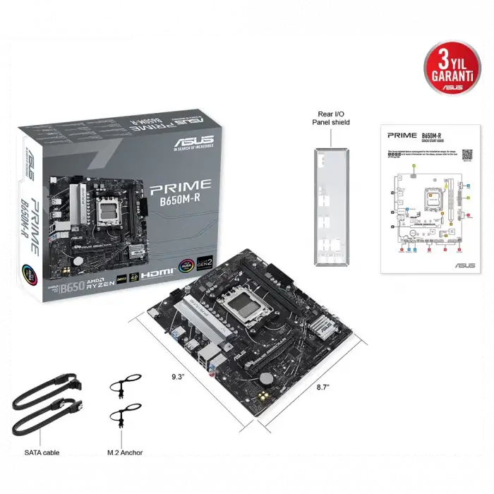 Asus Prıme B650m-r, 2xddr5, 2x M.2, Hdmı, Am5 Soket Anakart
