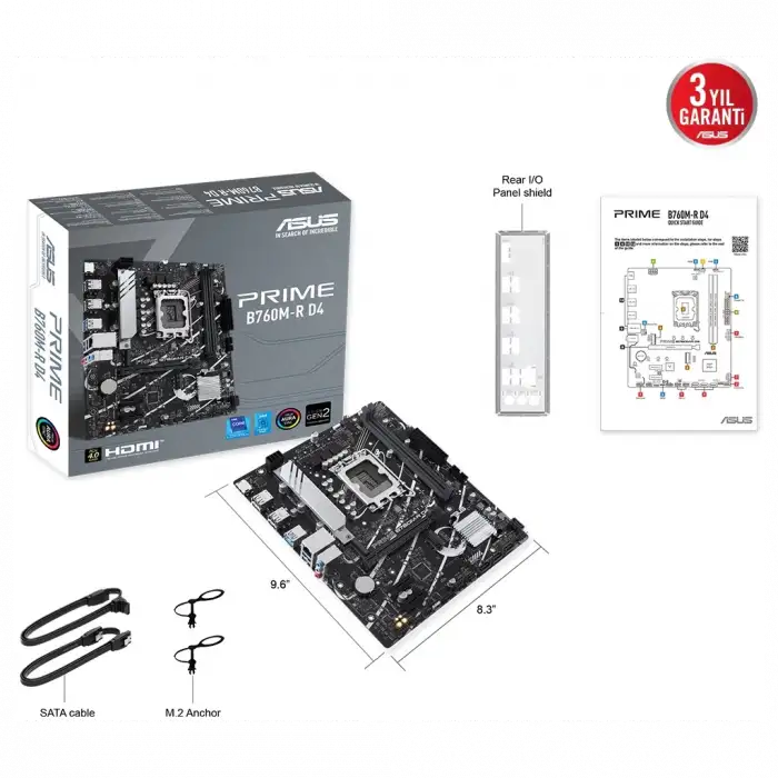 Asus Prıme B760m-r D4, 2xddr4, 2x M.2, Hdmı, 12-13-14.nesil, Lga1700 Soket, Anakart