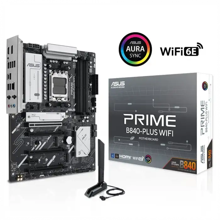ASUS PRIME B840-PLUS WI-FI, 4xDDR5, 3x M.2, HDMI, DP, Type-C, WI-FI 6E, Bluetooth 5.3, AM5 Soket GAMING Anakart