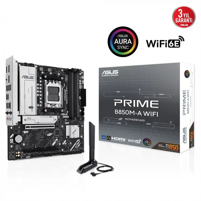 Asus Prıme B850m-a Wıfı, 4xddr5, 3xm.2, 2xdp, Hdmı, Type-c, Wi-fi 6, Bluetooth 5.3, Am5 Soket Anakart
