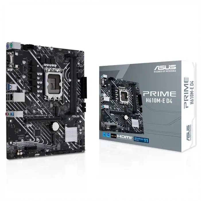 Asus Prıme H610m-e D4-csm, 2xddr4, 2x M.2, D-sub, Hdmı, Dp, 12-13.14.nesil, Lga1700 Soket, Anakart
