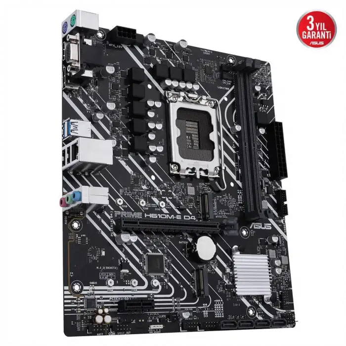 Asus Prıme H610m-e D4-csm, 2xddr4, 2x M.2, D-sub, Hdmı, Dp, 12-13.14.nesil, Lga1700 Soket, Anakart