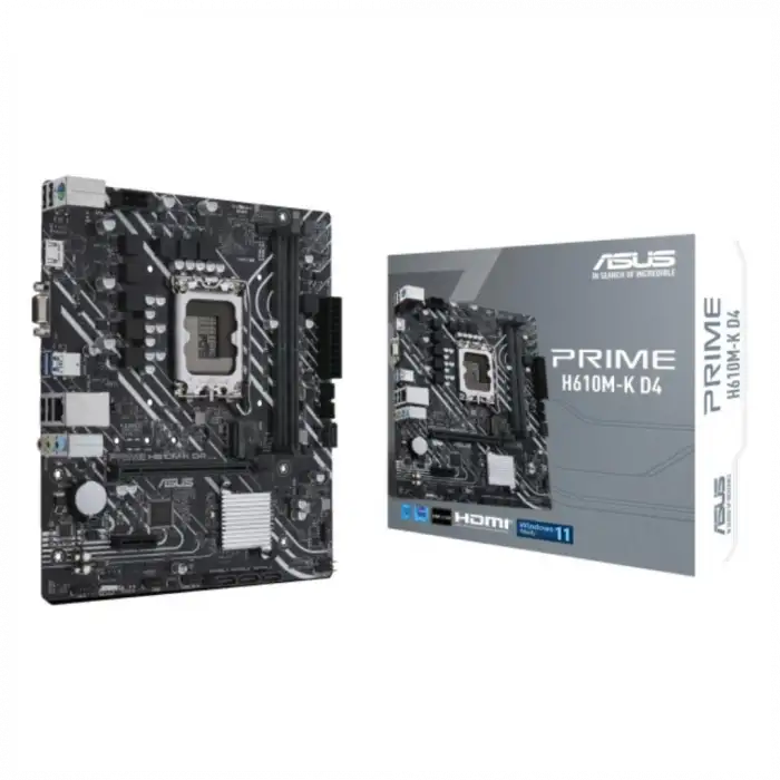 ASUS PRIME H610M-K D4 ARGB, 2xDDR4, M.2, HDMI, 12-13.14.Nesil, LGA1700 Soket, Anakart
