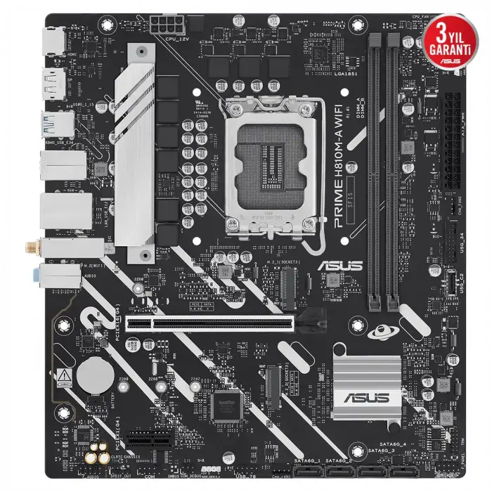 Asus Prıme H810m-a Wıfı, 2xddr5, 2x M.2, Hdmı, Dp, Wi-fi 6, Bluetooth 5.3, Intel Core Ultra Cpu(seri 2), Lga1851 Soket, Atx Anakart