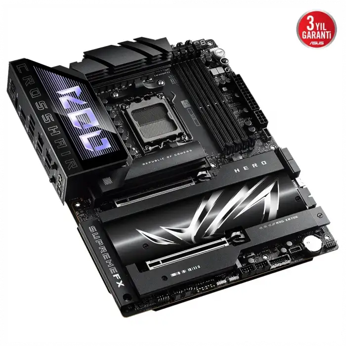 Asus Rog Crosshaır X870e Hero, 4xddr5, 5xm.2, Hdmı, Dp, Type-c, Pcıe 5.0, 2xwi-fi 7, Bluetooth V5.4, Am5 Soket Gamıng Anakart