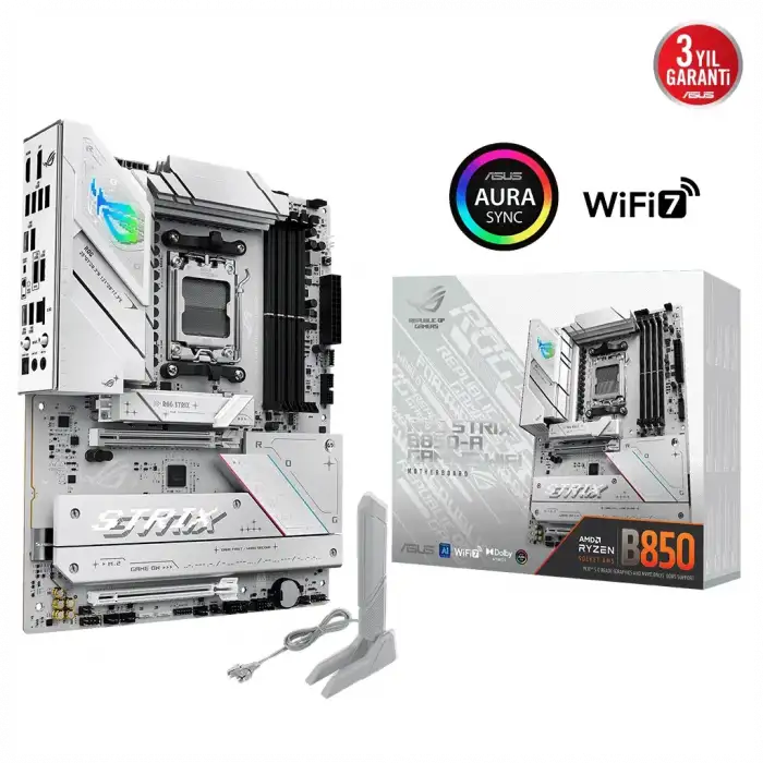 Asus Rog Strıx B850-a Gamıng Wıfı, 4xddr5, 4x M2, Hdmı, Dp, 2xtype-c, Wi-fi 7, Bluetooth V5.4, Am5 Soket Gamıng Anakart
