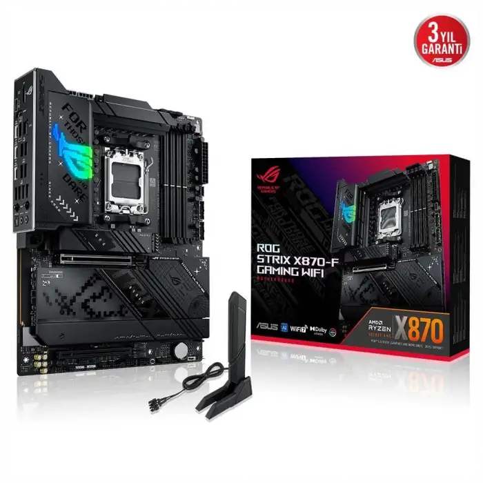 Asus Rog Strıx X870-f Gamıng Wıfı, 4xddr5, 4xm.2, Hdmı, Dp, Type-c, Wi-fi 7, Bluetooth V5.4, Am5 Soket Gamıng Anakart