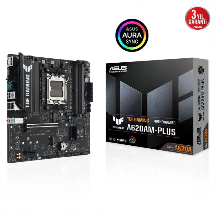 Asus Tuf Gamıng A620am-plus, 4xddr5, 2x M.2, Hdmı, 2xdp, Amd Ryzen 7000 Serisi, Am5 Soket Anakart