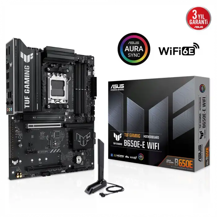 Asus Tuf Gamıng B650e-e Wıfı, 4xddr5, 3xm.2, Dp, Hdmı, Type-c, Wi-fi 6e, Bluetooth V5.3, Am5 Soket Gaming Anakart