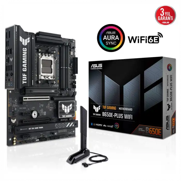 Asus Tuf Gamıng B650e-plus Wıfı, 4xddr5, 3xm.2, Dp, Hdmı, Type-c, Wi-fi 6e, Bluetooth V5.3, Am5 Soket Gaming Anakart