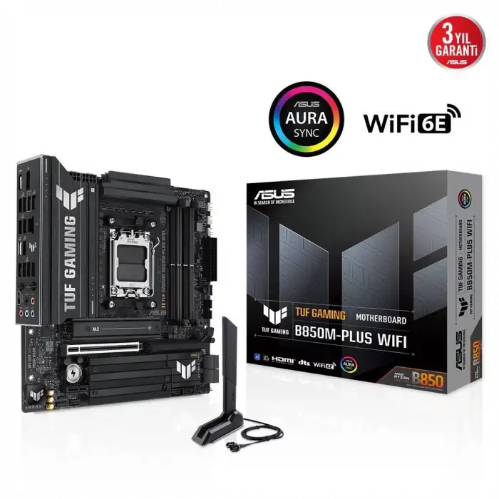 Asus Tuf Gamıng B850m-plus Wıfı, 4xddr5, 3x M.2, Hdmı, Dp, Type-c, Wi-fi 6e, Bluetooth V5.3, Am5 Soket Gamıng Anakart