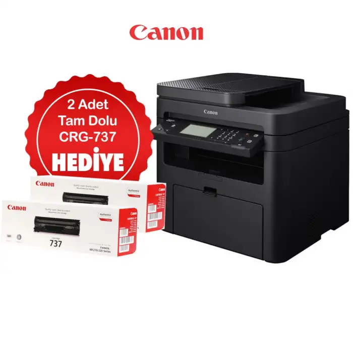 Canon İ-sensys Mf237w, Lazer Yazıcı, Tarayıcı, Fotokopi, Fax, Wifi, Lan + Orijinal 2 Adet Crg737 Toner Hediye, Orijinal Tonerli