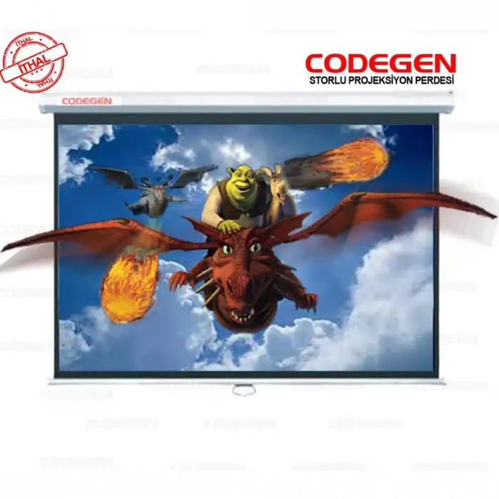 Codegen Ax-20 Storlu Projeksiyon Perdesi 200x200 (arkası Siyah Fonlu - Duvar/tavan Asılabilir)