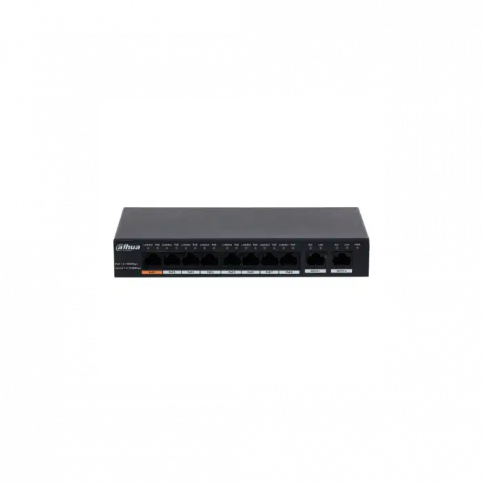 Dahua Pfs3010-8gt-96, 8 Port, Gigabit, Poe 96w, 2 Port Gigabit Uplink, Yönetilemez, Masaüstü Switch