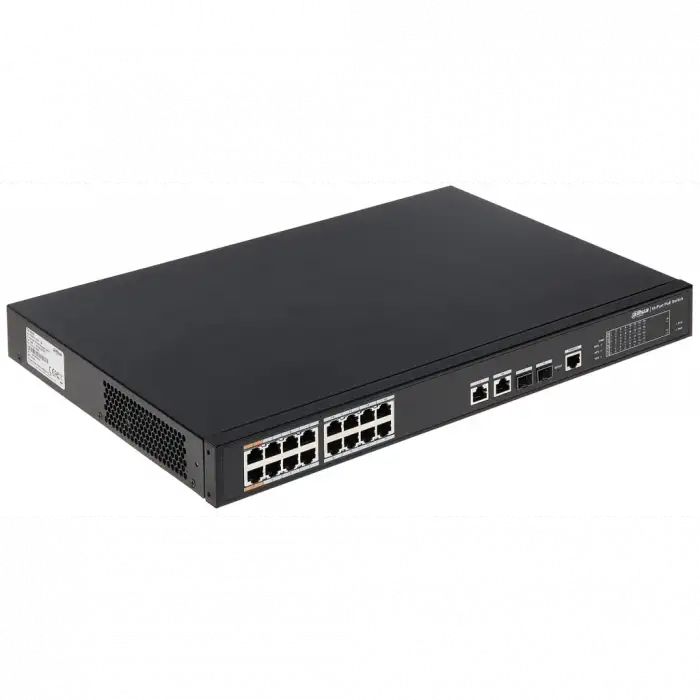 Dahua Pfs4218-16et-240-v2, 16 Port, Megabit, Poe 240w, 2 Port Gigabit Uplink, 2 Port Gigabit Combo Sfp, Yönetilebilir, Rack Mount  Switch