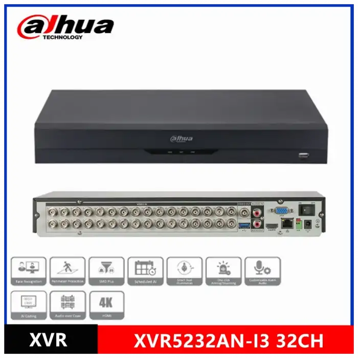 Dahua Xvr5232an-ı3, 32kanal, 5mpix, H265+, 2 Hdd Desteği, 5in1 Dvr Cihazı