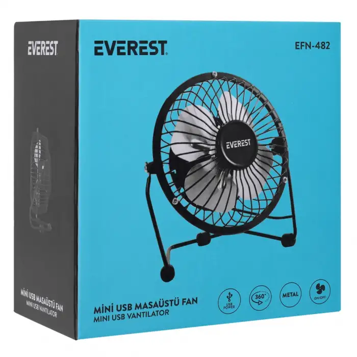 EVEREST EFN-482, Metal Kanat, Masaüstü, USB FAN