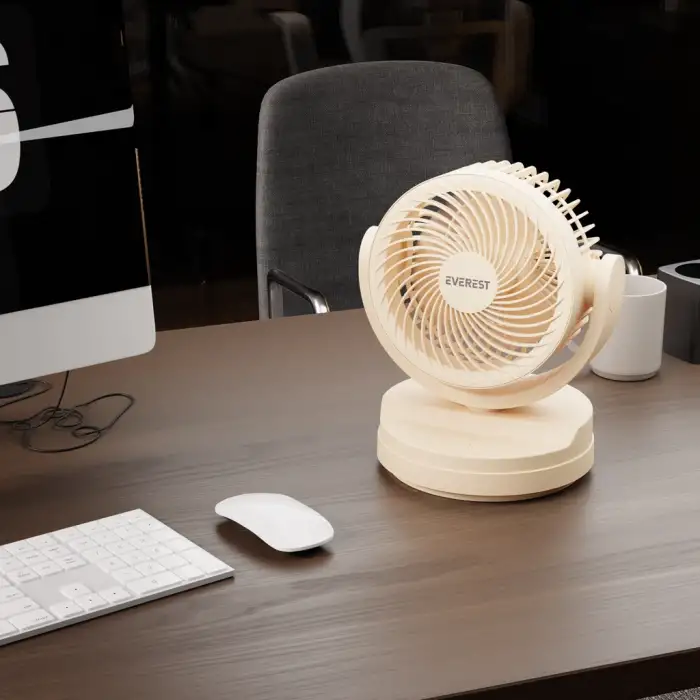 Everest Efn-509, Krem, 3 Kademeli Hız, 17,5cm 3 Kanat Pervane Ve Çerçeve, Masaüstü, Usb Vantilatör