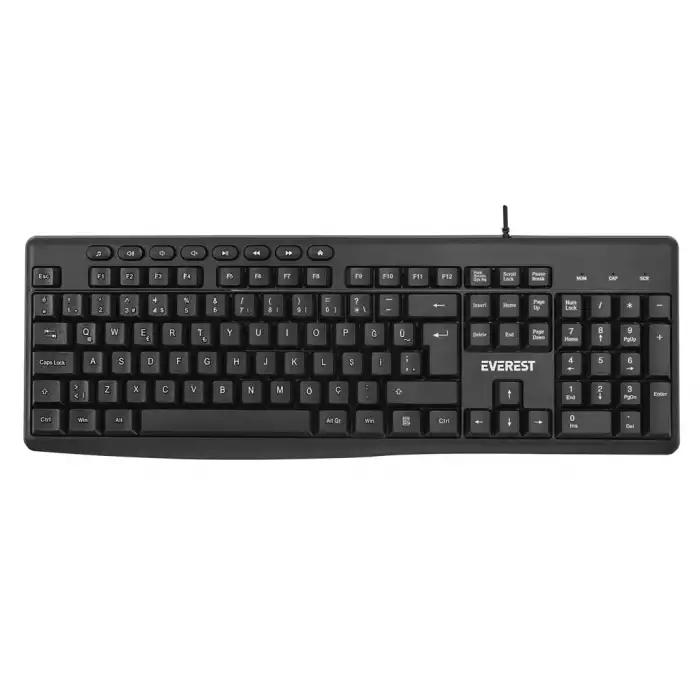 EVEREST KB-619, USB Kablolu, Türkçe Q, Standart Klavye (Siyah)