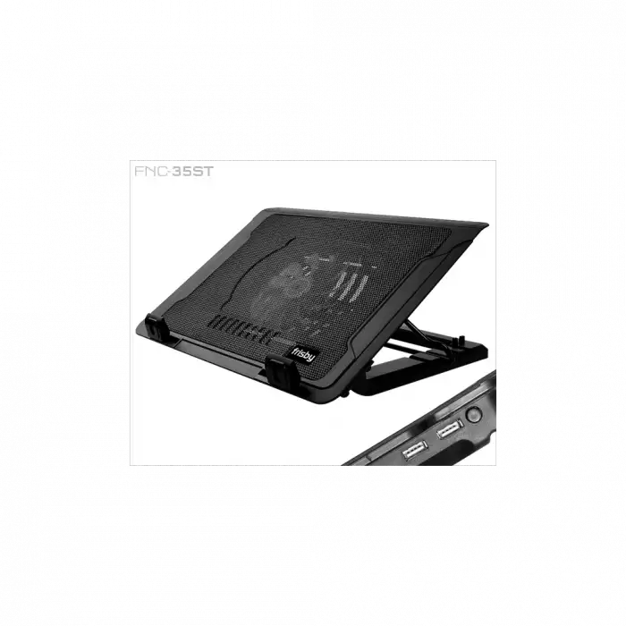 Frısby Fnc-35st 14cm Fan, 10-17 Notebook Soğutucu, 5 Kademeli Stand, Mavi Ledli (siyah)