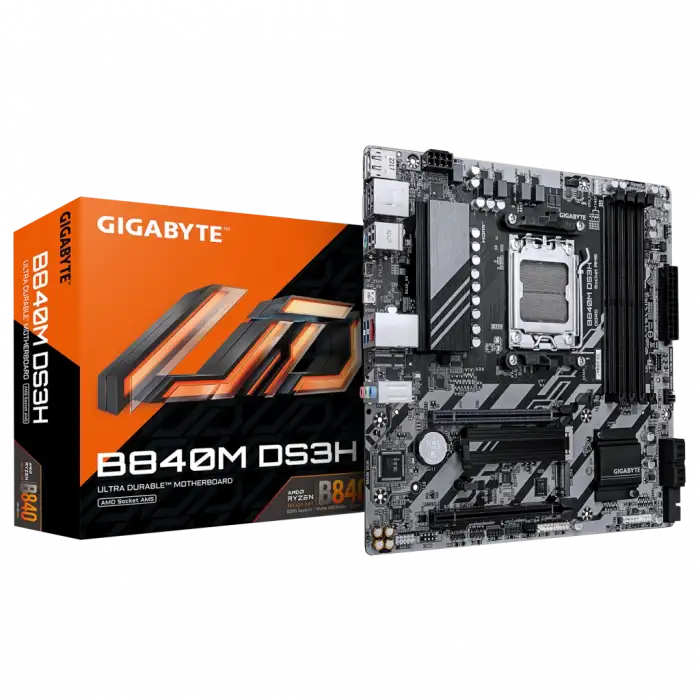 Gıgabyte B840m Ds3h, 4xddr5, 2xm.2, 2xdp, Hdmı, Type-c, Am5 Soket Gamıng Anakart