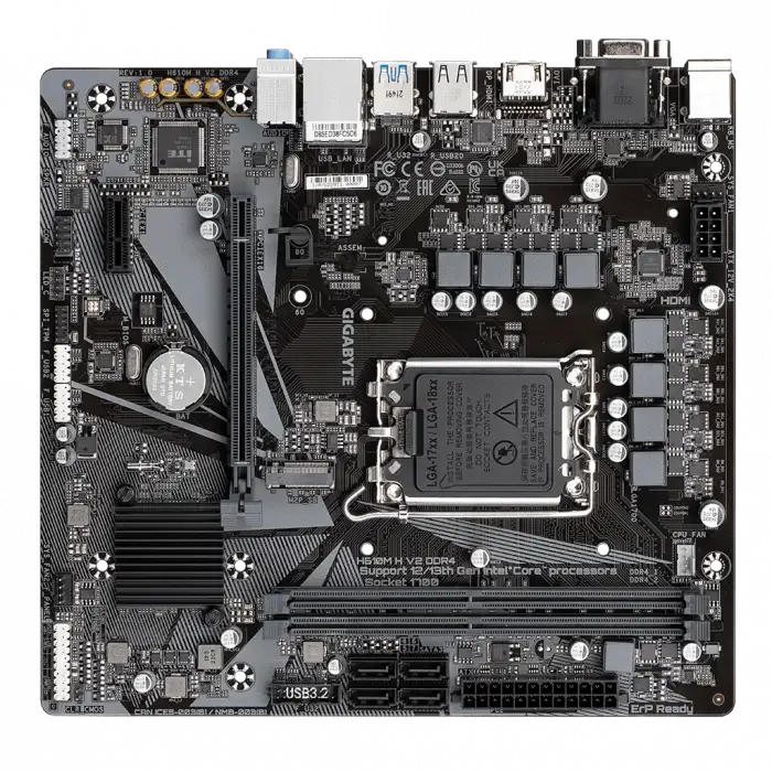Gıgabyte H610m H V2 Ddr4, Rev1.0, 3200mhz. 2xddr4, M.2, D-sub, Hdmı, 12-13.14.nesil, Lga1700 Soket, Anakart