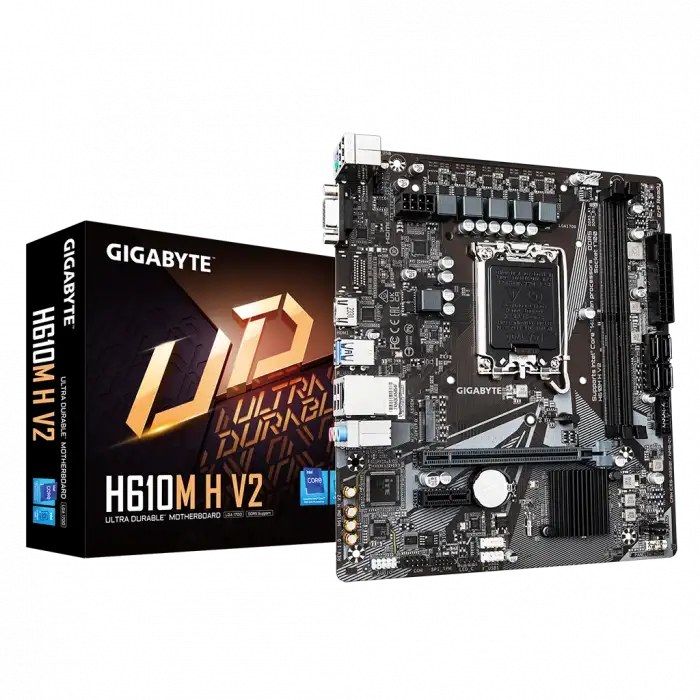 Gıgabyte H610m H V2, Rev.1.0, 5600mhz, 2xddr5,  M.2, D-sub, Hdmı, 12-13.14.nesil, Lga1700 Soket, Anakart