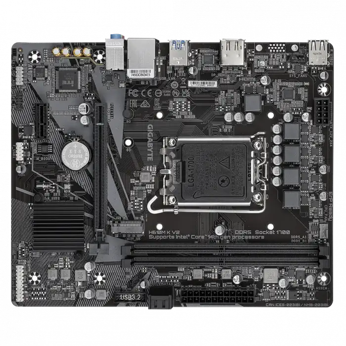 Gıgabyte H610m K V2, Rev.1.0, 2xddr5, M.2, Dp, Hdmı, 12-13.nesil, Lga1700 Soket, Anakart