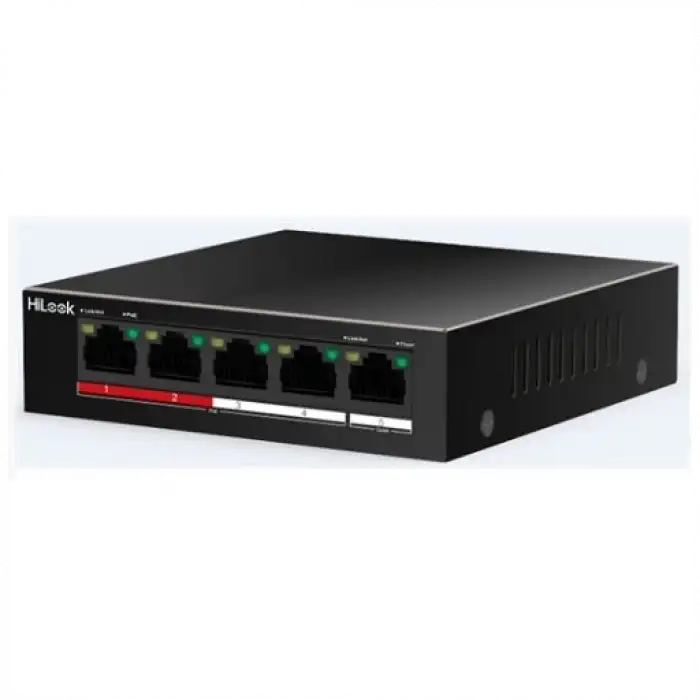 Hılook Ns-0105p-35(b), 4 Port, Megabit, Poe 35w, 1 Port Megabit Uplink, Long Range 250metre, Yönetilemez, Masaüstü Switch