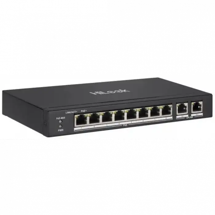 Hılook Ns-0310p-60(b), 8port, Megabit, Poe 60w, 2 Port Gigabit Uplink, Long Range 250metre, Yönetilemez, Masaüstü Switch