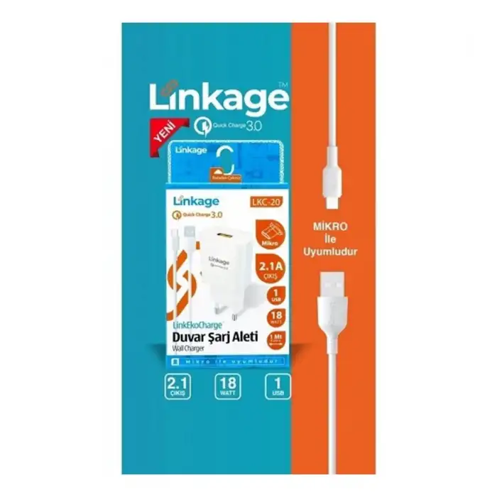 Linkage Lkc-20 3A 18WATT Micro Kablolu Hızlı Şarj Cihazı-1 Metre