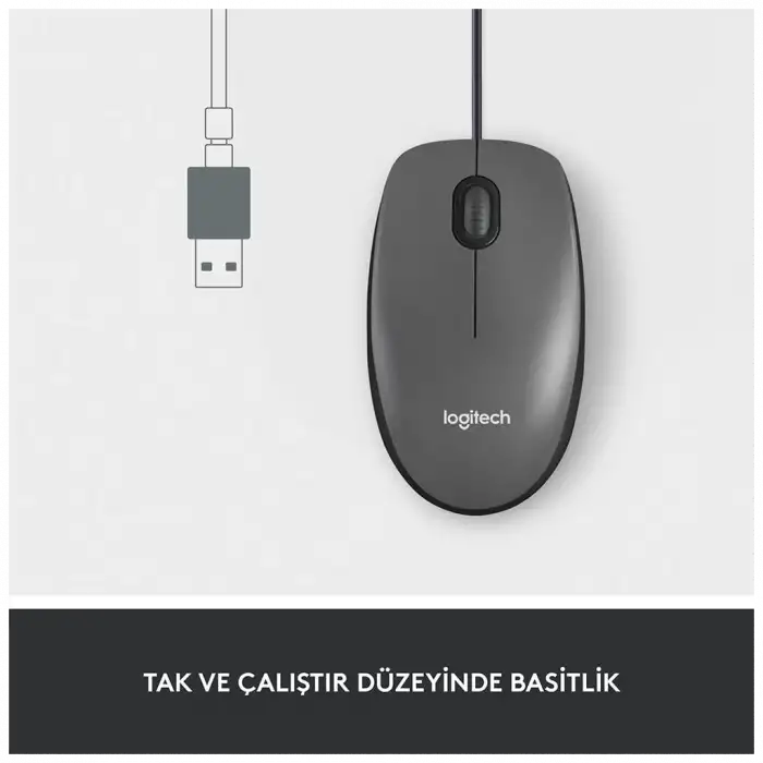 Logıtech 910-006652, M100 Siyah, Usb Kablolu, 1000dpi, Optik, 3 Tuşlu, Mouse