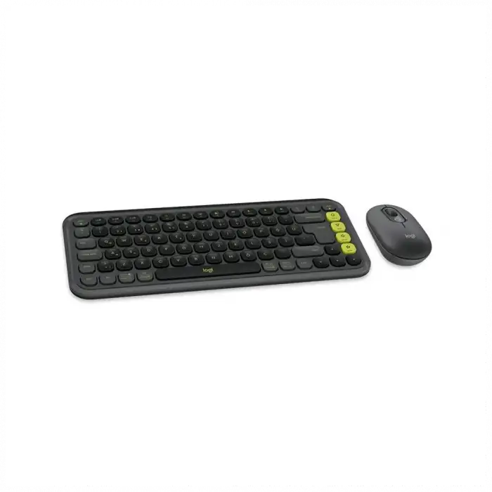 Logıtech Pop Icon Combo, Siyah-yeşil, 920-013075, Kablosuz, Türkçe Q, Klavye Mouse Set