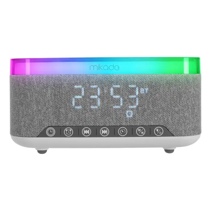 Mıkado Md-w8, 10w, Taşınabilir, Usb/type-c/bt/tf, Rgb Işıklı, 1200mah, 15w Kablosuz Şarj, Gece Lambası, Alarmlı Saat, Bluetooth Speaker