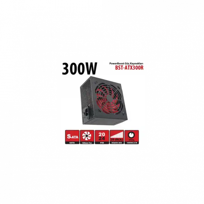 Powerboost Bst-atx300r 300w, Sata, 12cm Fan,  Box Psu