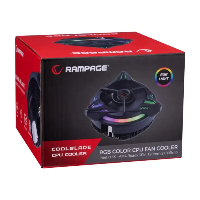 Rampage Coolblade Rm-c03, Rainbow, 12cm, Rgb Cpu  Hava Soğutma (amd Ve Intel Tüm İşlemcilere Uyumlu)